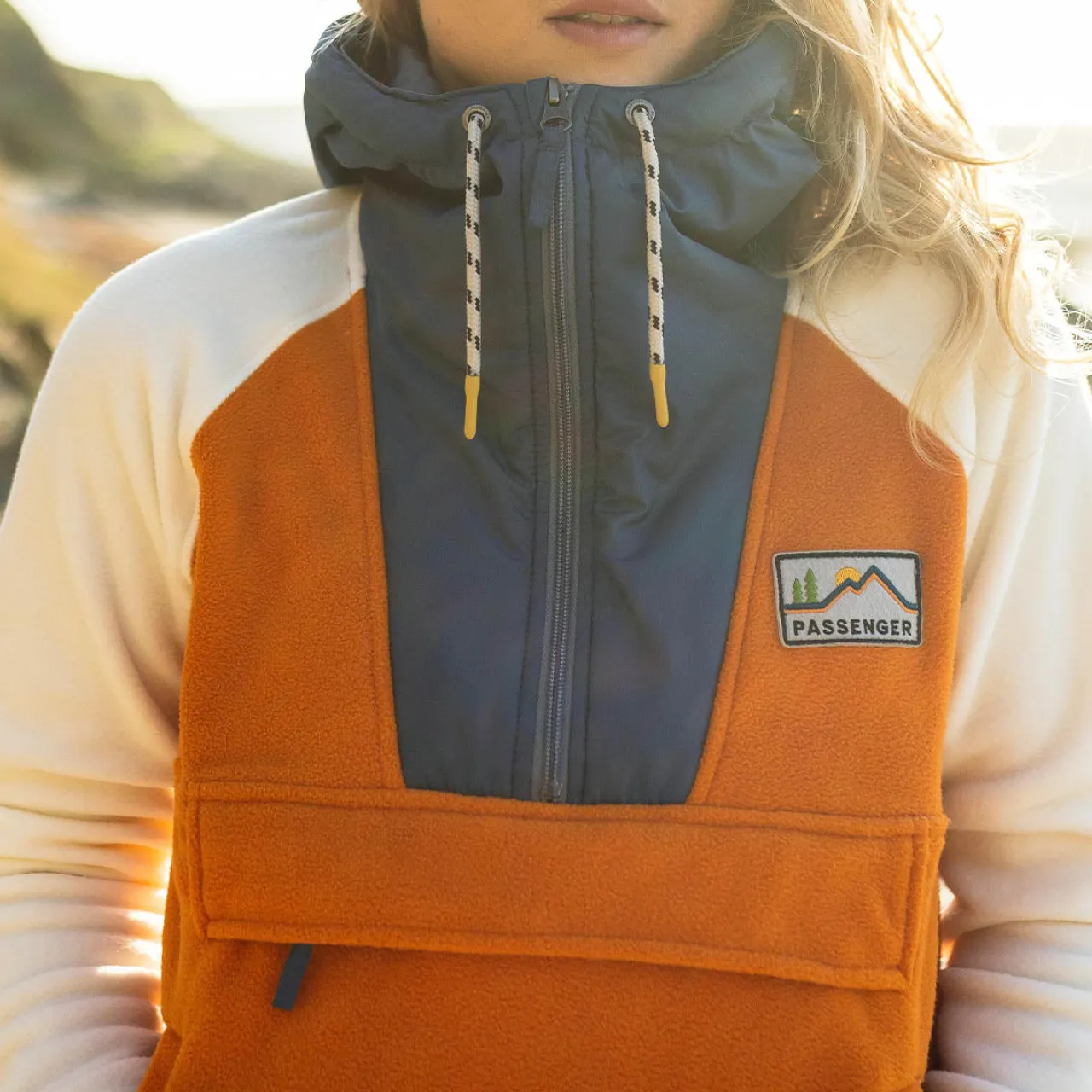 Fashion Alexander Recyceltes Polar-Kapuzenfleece - Morgenrot Orange Damen Fleece | Fleece