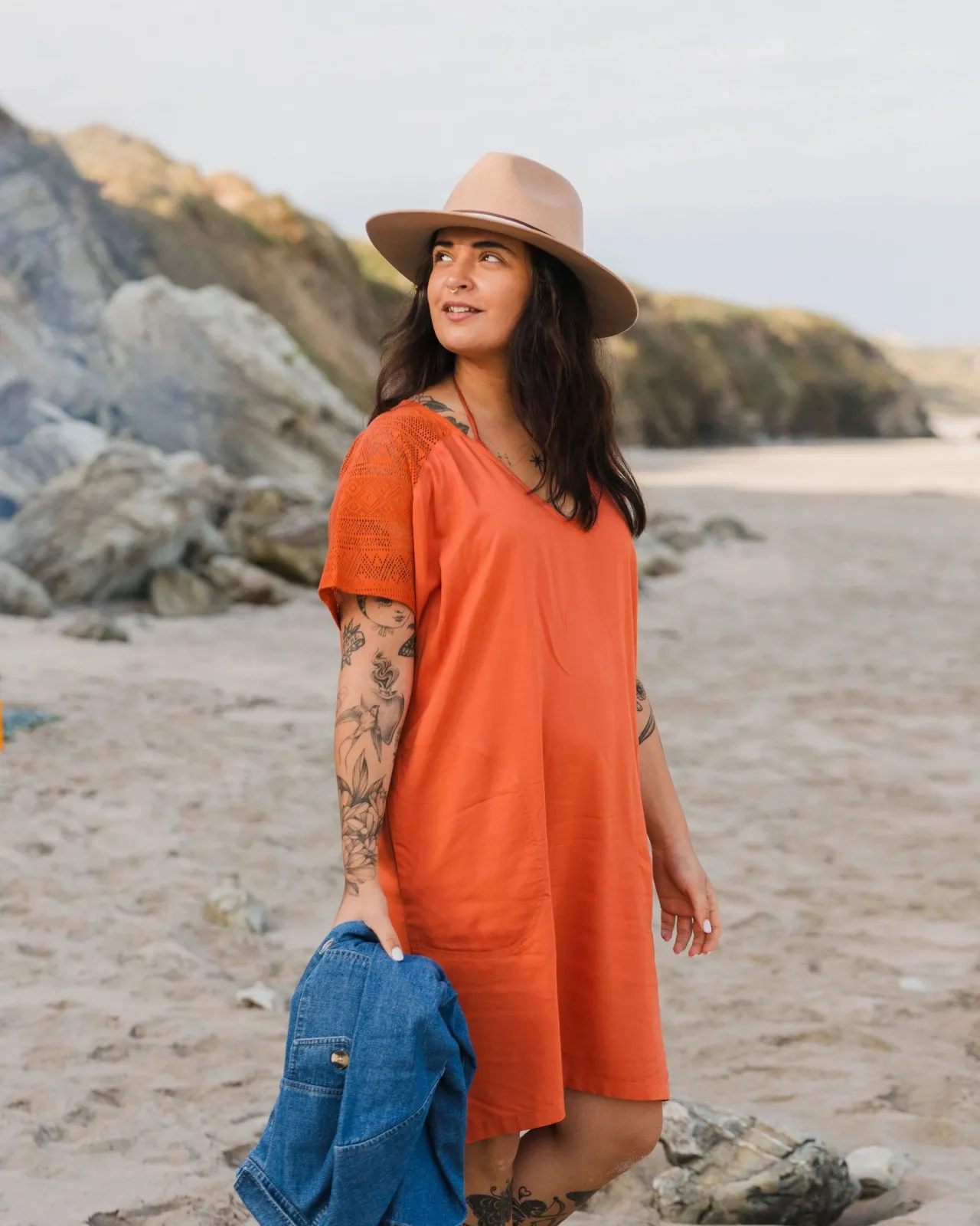Fashion Ambrose Oversized Kleid - Verbranntes Orange Damen Kleider & Röcke