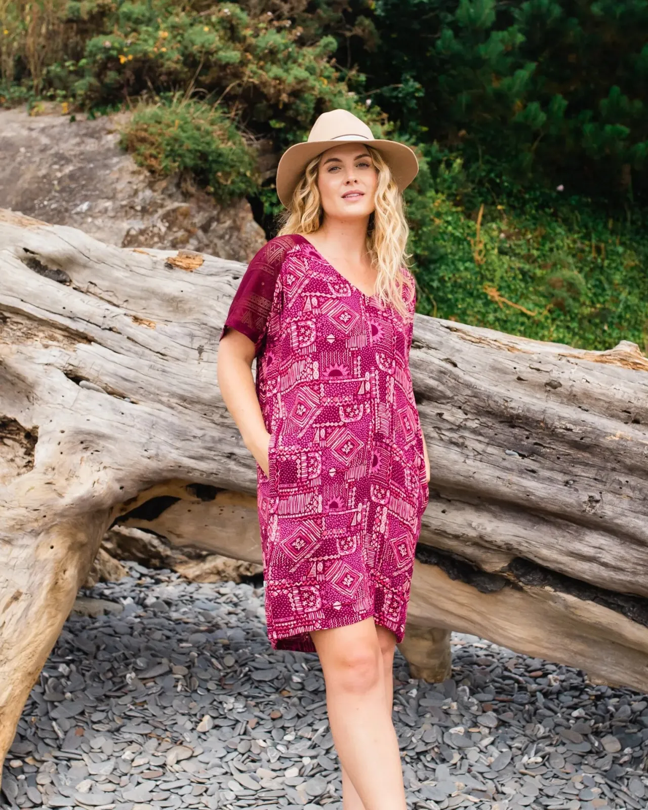Discount Ambrose Oversized Kleid - Vintage Patchwork Wein Damen Kleider & Röcke