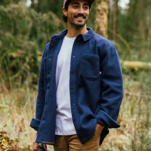 Store Backcountry Recyceltes Sherpa-Fleece-Hemd - Tiefes Marineblau Herren Hemden | Fleece