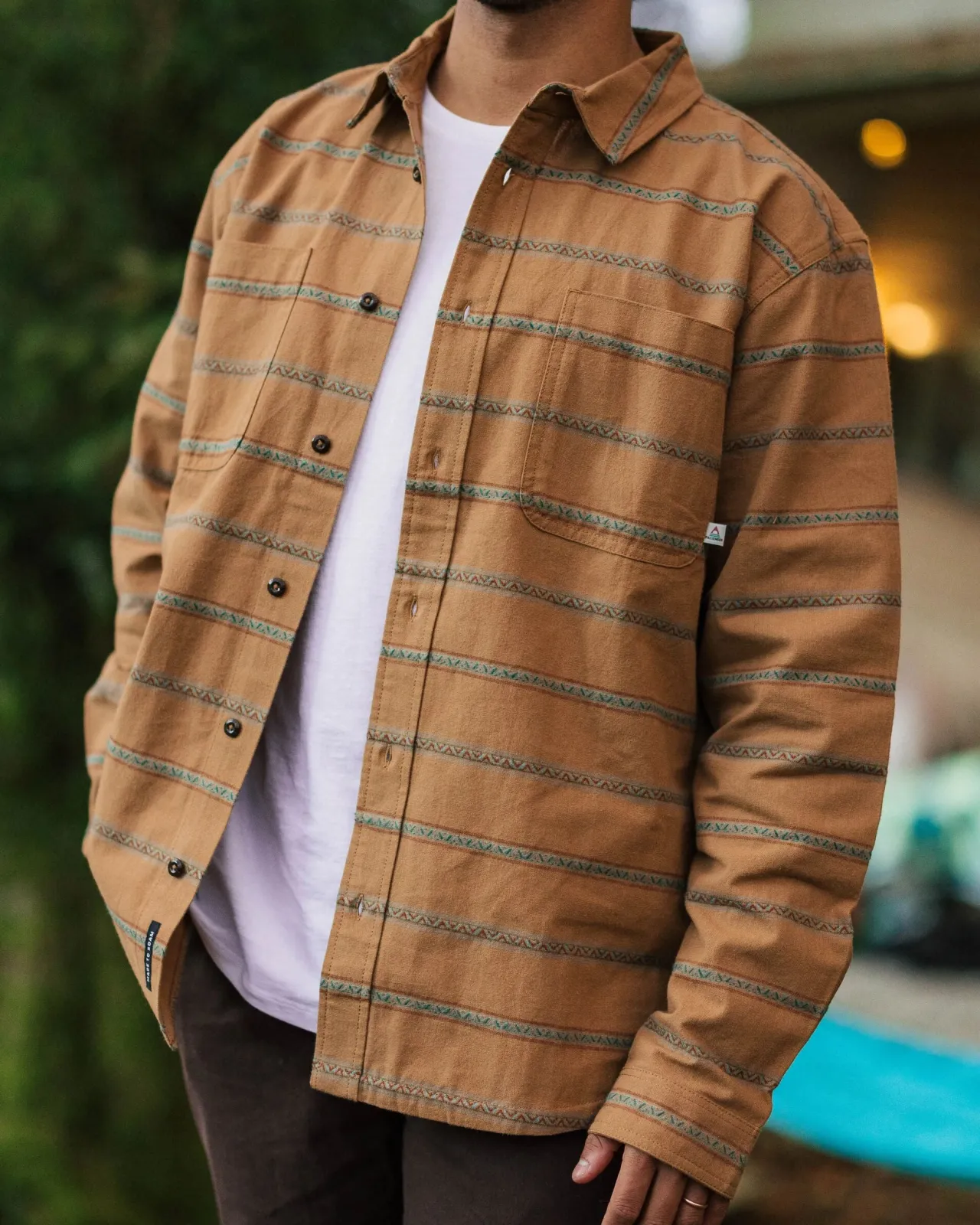 Best Backcountry Streifenhemd - Toffee Jacquard Herren Hemden