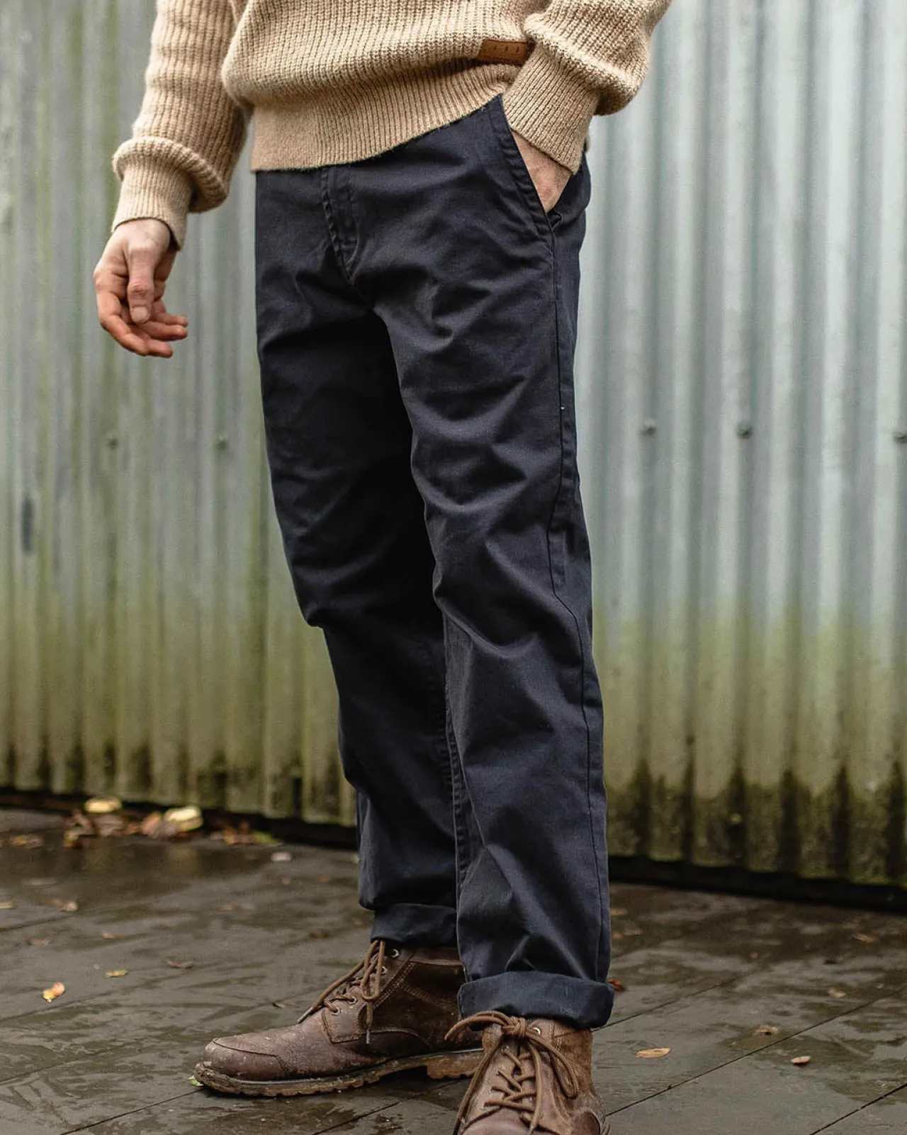 Outlet 365 Bio-Baumwoll Hose - Verblasstes Schwarz Herren Hosen