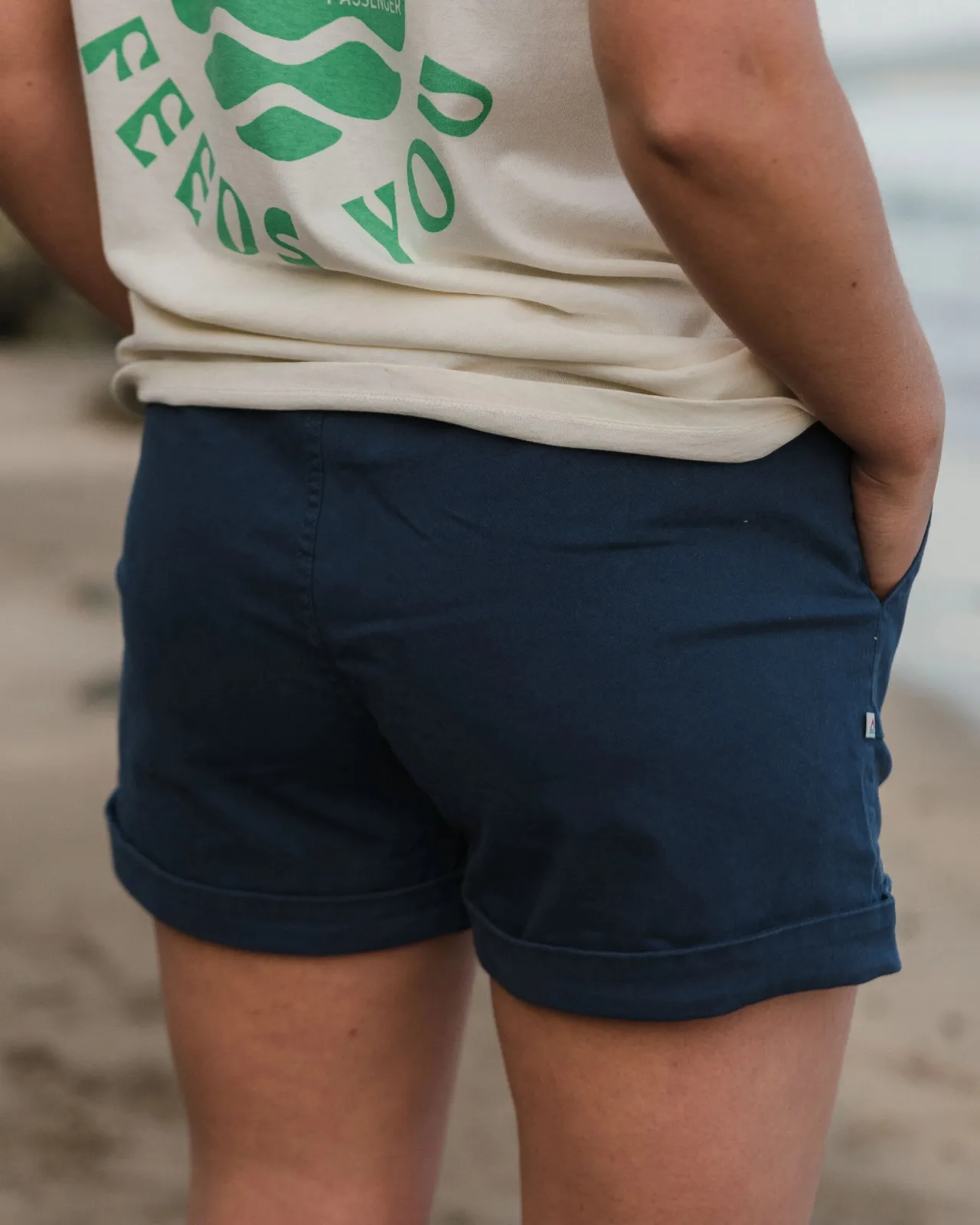 Clearance Carriso Bio-Baumwoll Shorts - Dunkler Denim Damen Kurze Hosen