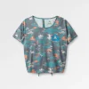 Discount Chakra Tie Back Aktiv Recyceltes T-Shirt - Palm Camo Tiefsee Damen Oberteile