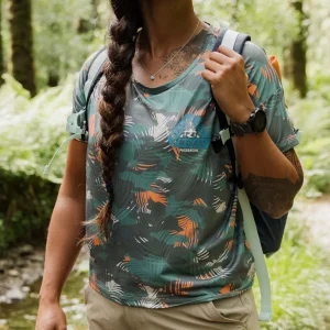 Discount Chakra Tie Back Aktiv Recyceltes T-Shirt - Palm Camo Tiefsee Damen Oberteile