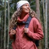 Hot Clementine Recycelter Gesteppter Hoher Kragen - Roter Ocker Damen Kapuzenpullover & Sweatshirts