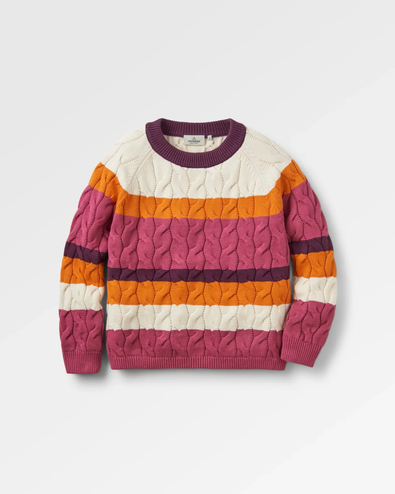 Fashion Comfort Stripe Bio-Gestrickter Pullover - Rhabarber Multi Streifen Damen Strickwaren