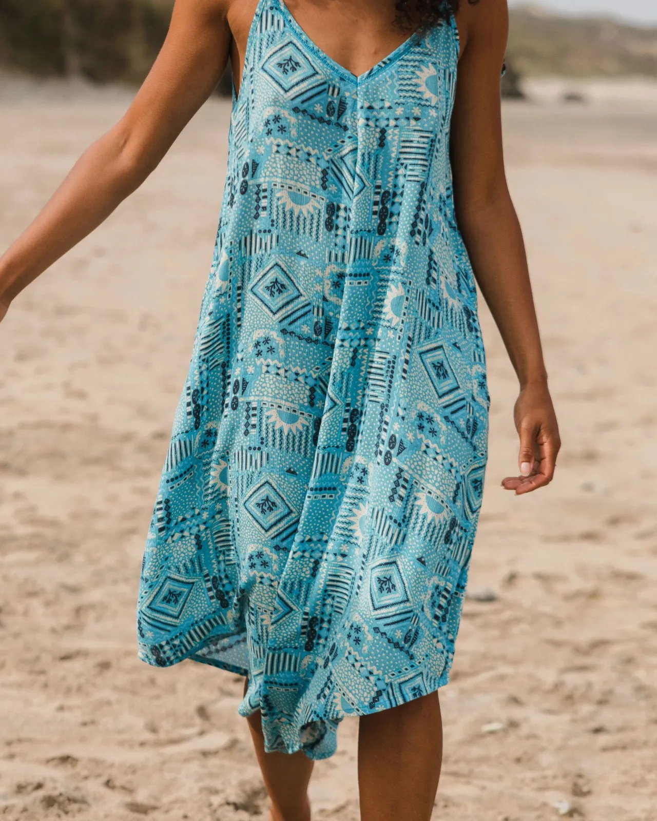 Flash Sale Copetín Jumpsuit - Vintage Patchwork Blau Pool Damen Kleider & Röcke | Jumpsuits & Playsuits