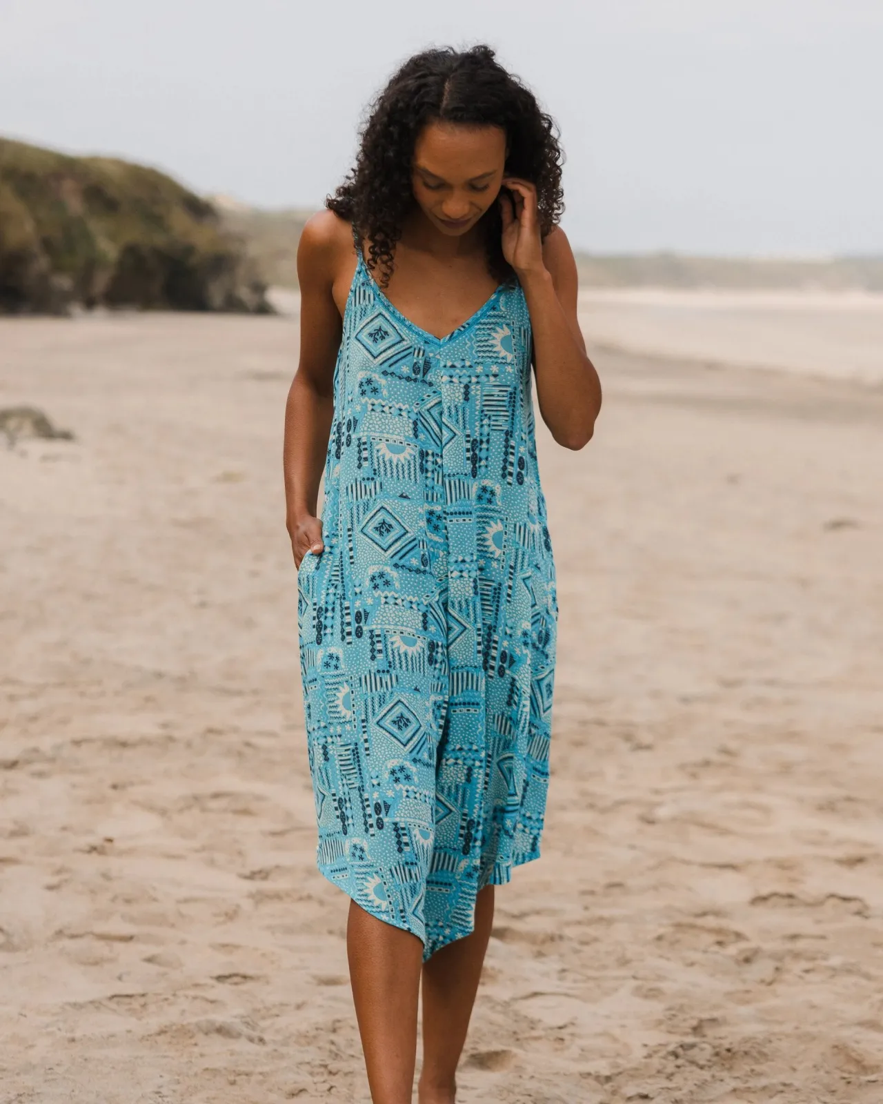 Flash Sale Copetín Jumpsuit - Vintage Patchwork Blau Pool Damen Kleider & Röcke | Jumpsuits & Playsuits