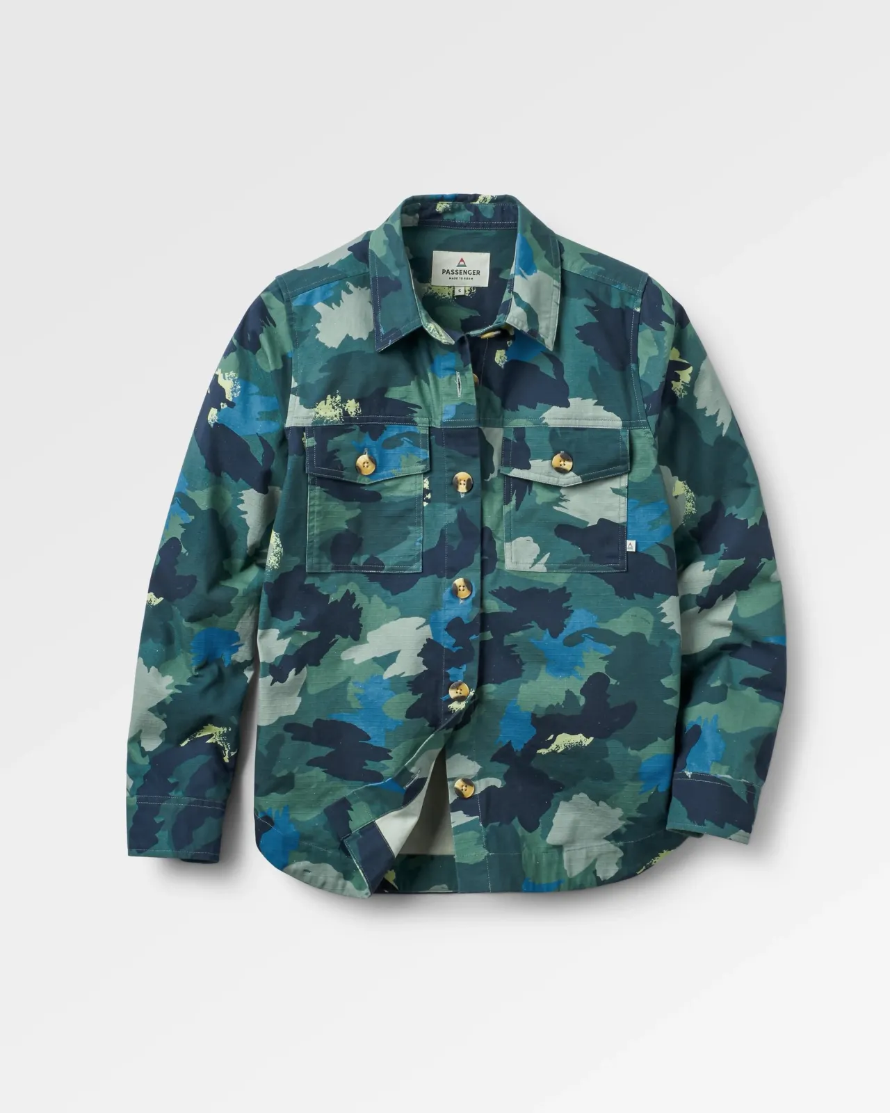 New Coral Organic Langarmshirt - Alpen-Tarnung Regenwald Damen Hemden