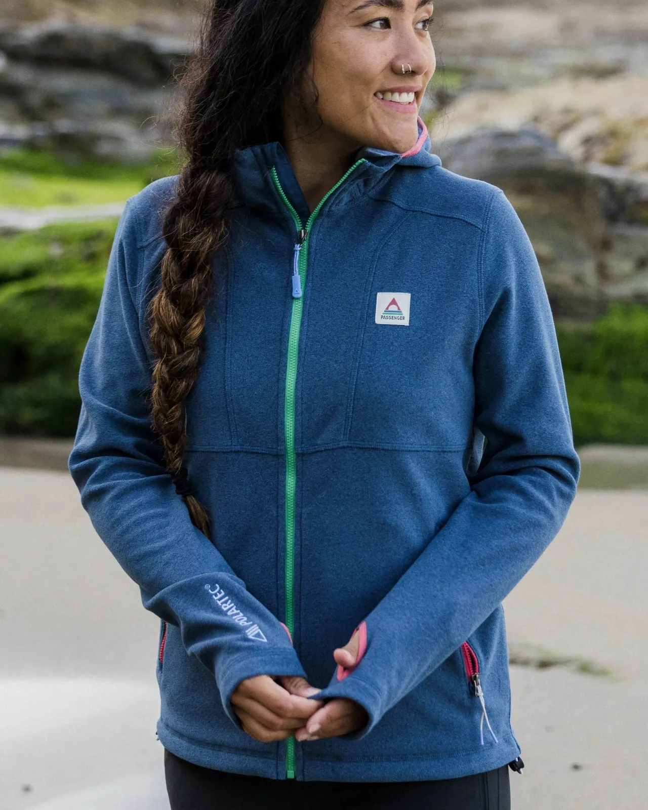Flash Sale Crest Polartec® Fleece-Kapuzenpullover - Dunkel Meliertes Denim Damen Oberteile