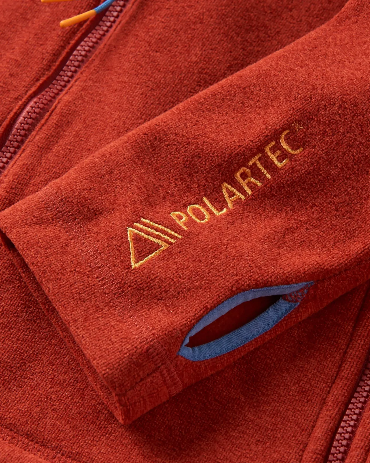 crest_recycelter_polartec_fleecehoodie__roter_ocker_5.webp Sale Crest Recycelter Polartec® Fleece-Hoodie - Roter Ocker Damen Kapuzenpullover & Sweatshirts | Oberteile