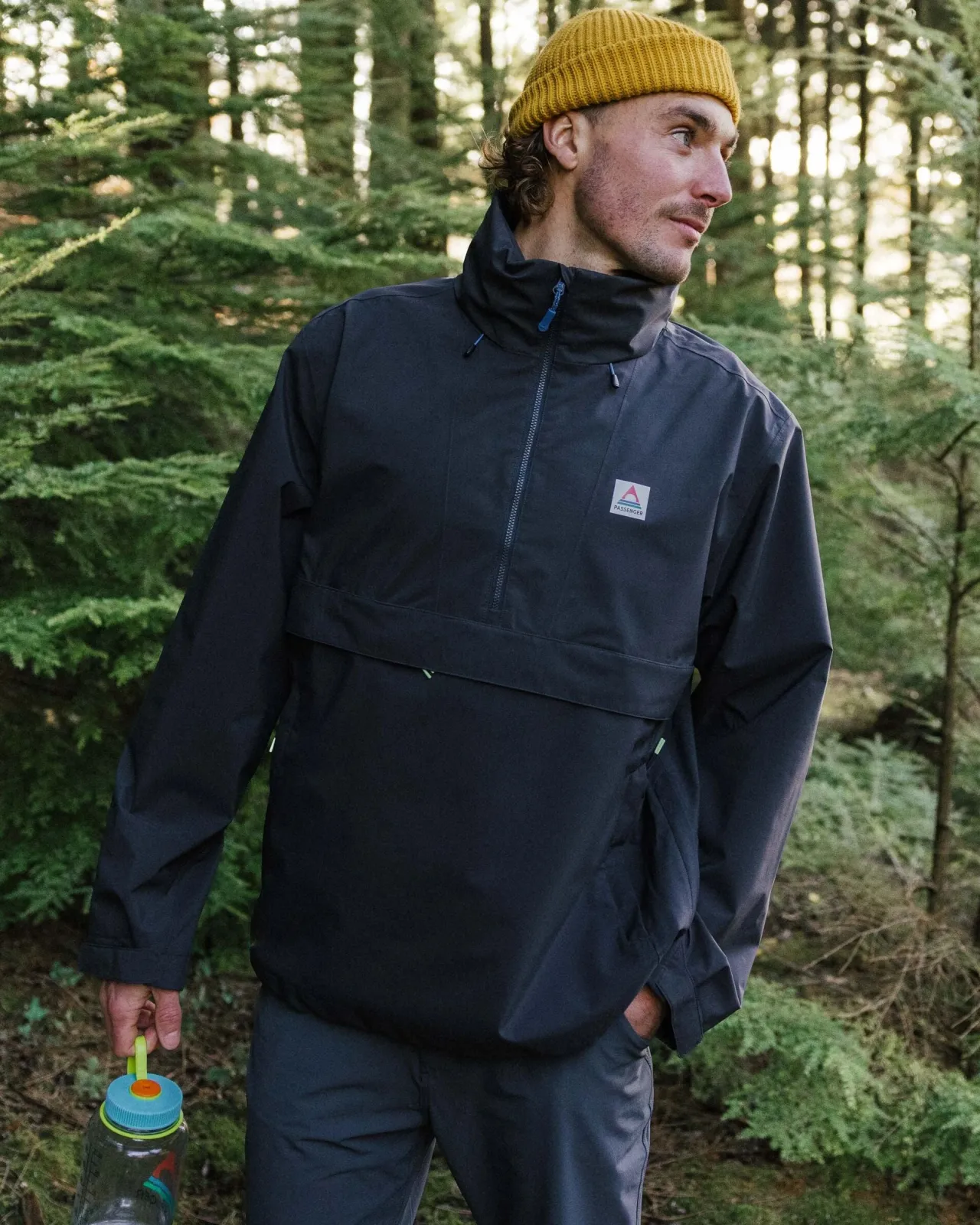 Outlet Diablo Wasserabweisender Smock aus recyceltem Material - Verblasstes Schwarz Herren Wasserdicht | Oberteile