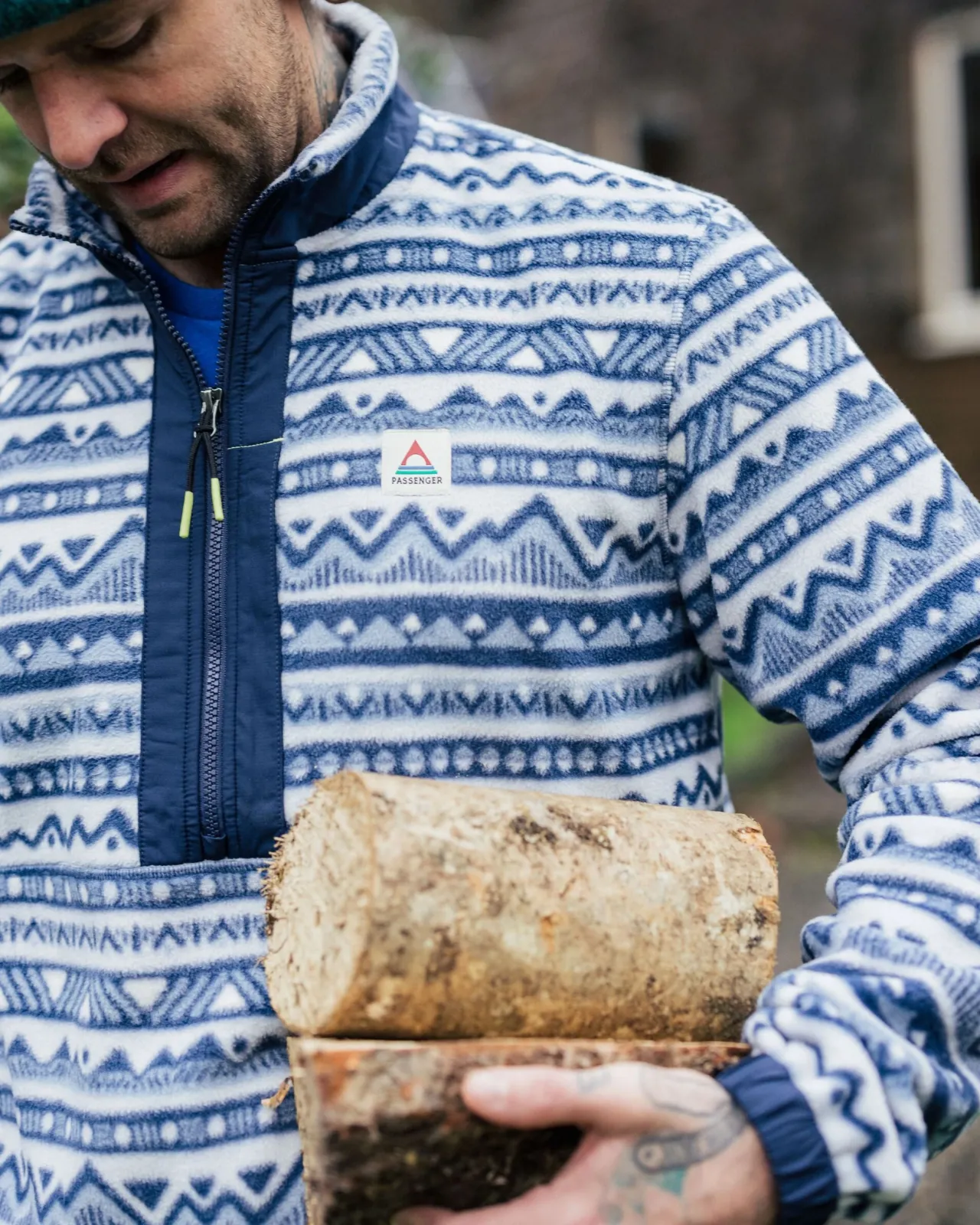 ebb_recyceltes_polarfleece__berg_geo_grau_blau_3.webp Sale Ebb Recyceltes Polarfleece - Berg Geo Grau Blau Herren Fleece | Fleece