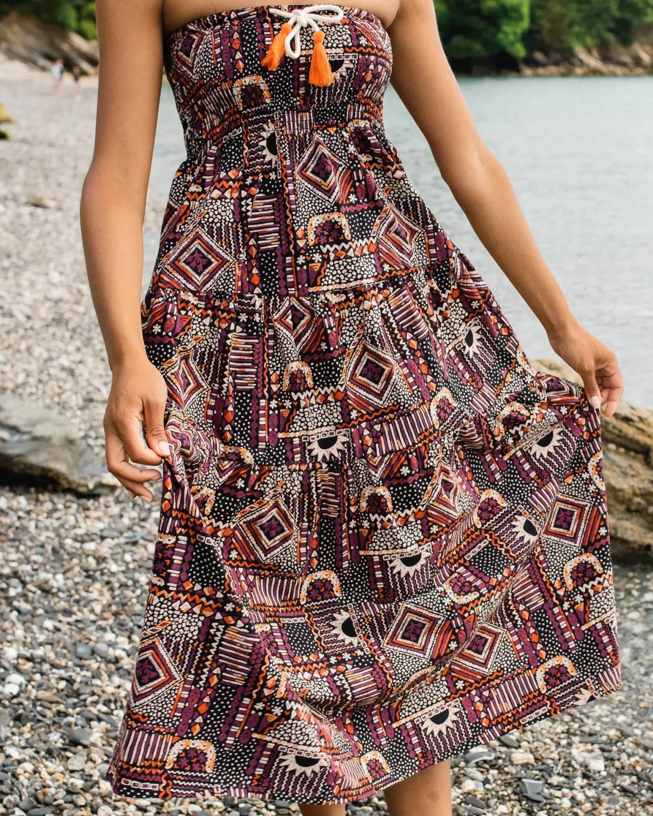 Cheap Fareway Recycelte Baumwolle Maxirock - Vintage Patchwork Schwarz/Mehrfarbig Damen Kleider & Röcke