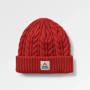 Store Fireside Recycelter Zopfmuster-Beanie - Roter Ocker Herren Mützen | Mützen