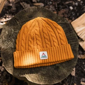 Online Fireside Recycelter Zopfmuster-Beanie - Sonnenaufgang Orange Herren Mützen | Mützen