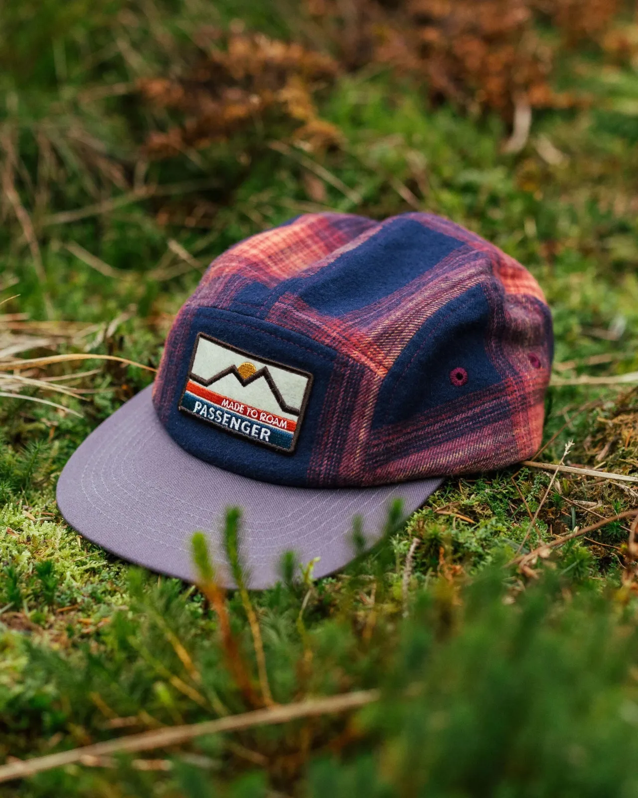 Best Sale Fixie Recyceltes Flanell 5-Panel-Cap - Reiches Marineblau/ Roter Ocker Karo Herren Kappen & Hüte | Kappen & Hüte