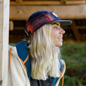 Best Sale Fixie Recyceltes Flanell 5-Panel-Cap - Reiches Marineblau/ Roter Ocker Karo Herren Kappen & Hüte | Kappen & Hüte