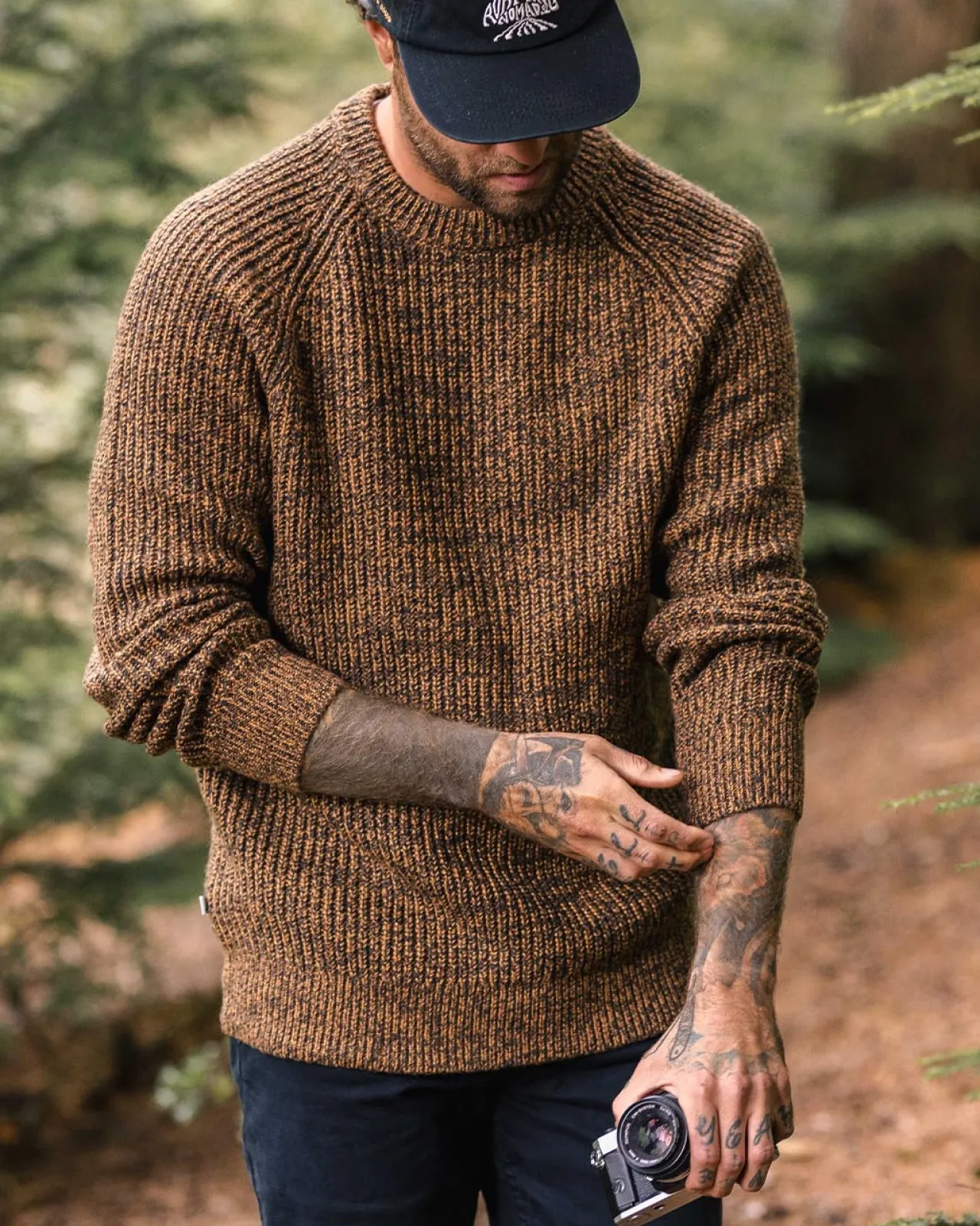 Cheap Fog Recycelter Gestrickter Pullover - Staubiges Ocker Herren Strickwaren