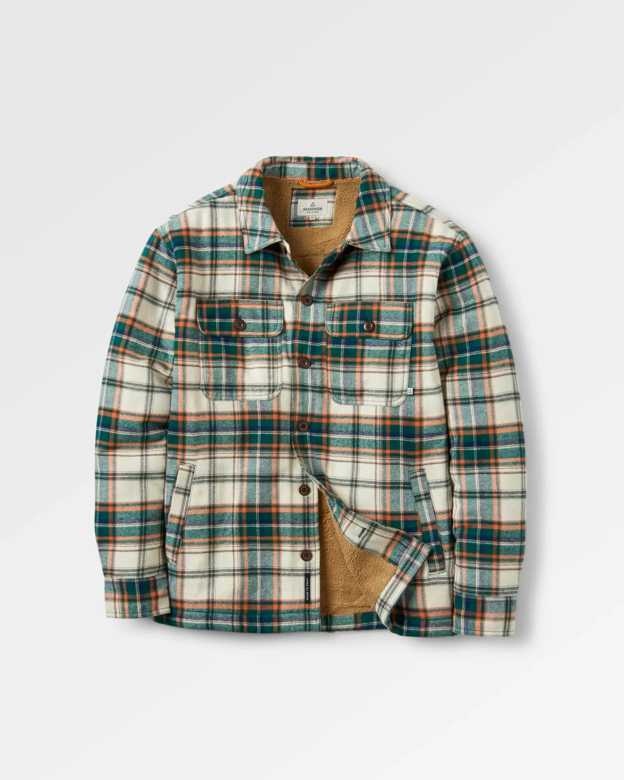 Discount Freestyle Sherpa-gefüttertes Overshirt - Birke/Regenwald- Herren Hemden | Hemdjacken