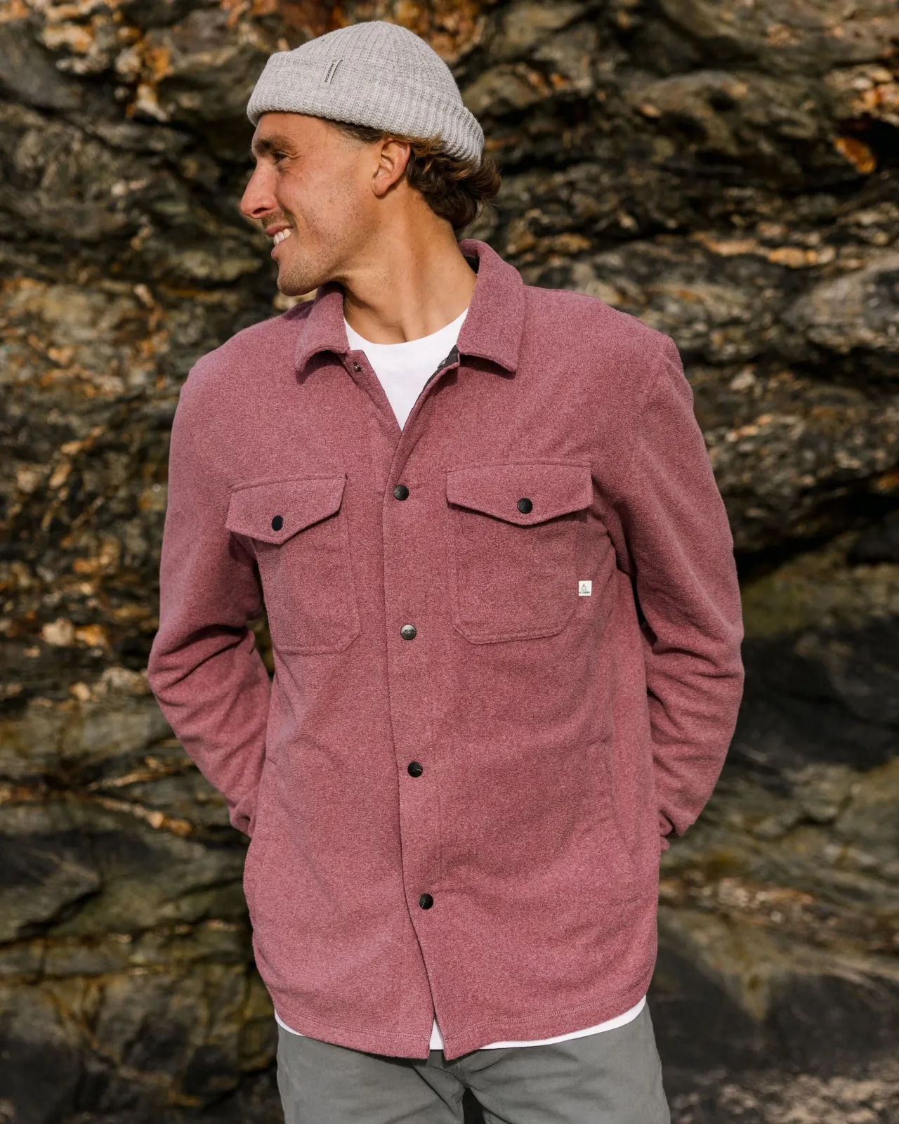 Cheap Maple Recyceltes Polar-Fleece-Hemd - Wein Marl Herren Hemden