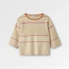 New Migrate Organischer Gestrickter Pullover - Haferflocke Multi Streifen Damen Strickwaren