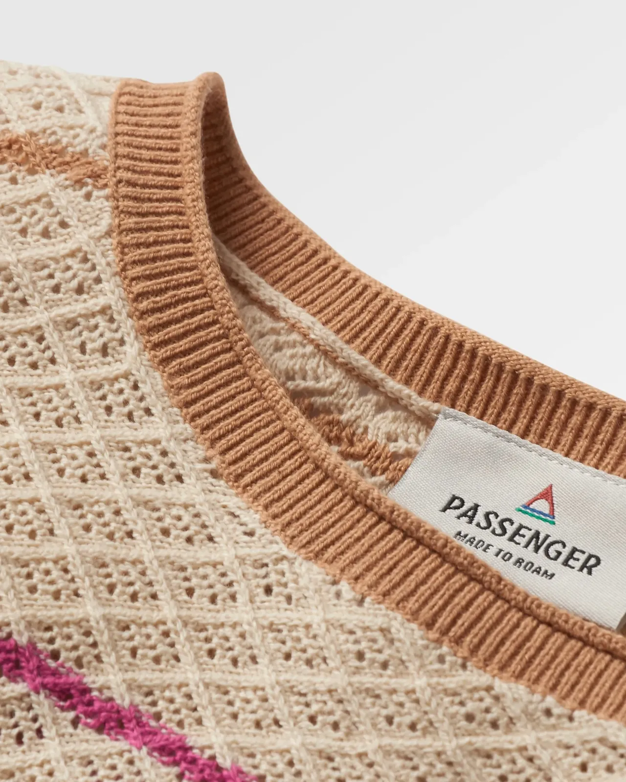 New Migrate Organischer Gestrickter Pullover - Haferflocke Multi Streifen Damen Strickwaren