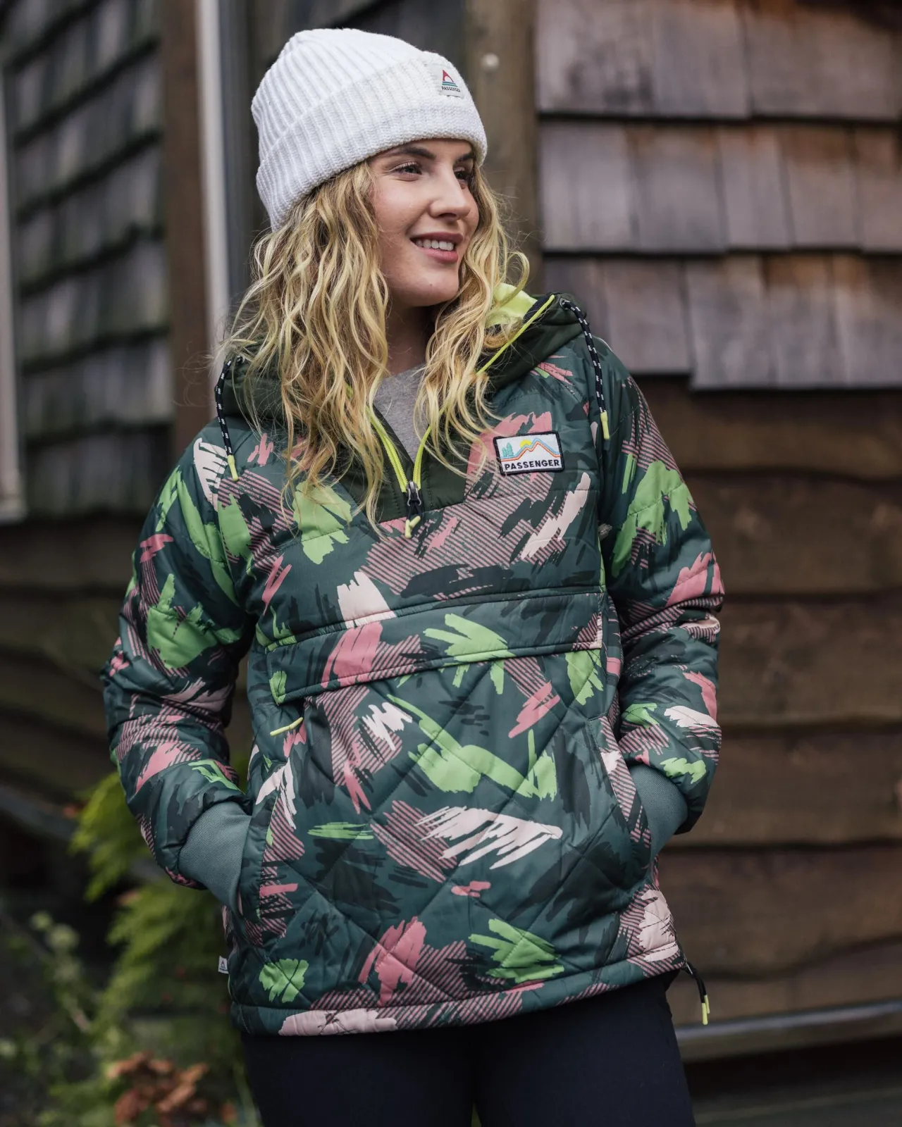 Clearance Ocean recycelte isolierte 1/2 Zip Jacke - Abstrakte Bergtanne Damen Isoliert