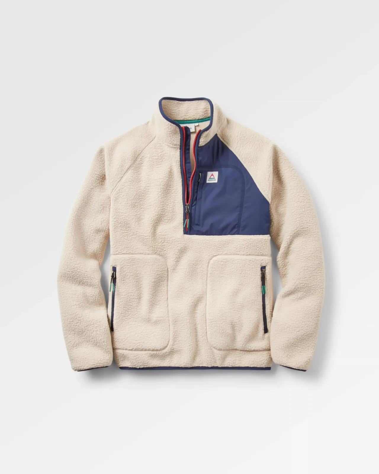 Cheap Offgrid 2.0 1/2 Zip Recyceltes Sherpa-Fleece - Haferflocken/Marineblau Herren Fleece | Fleece