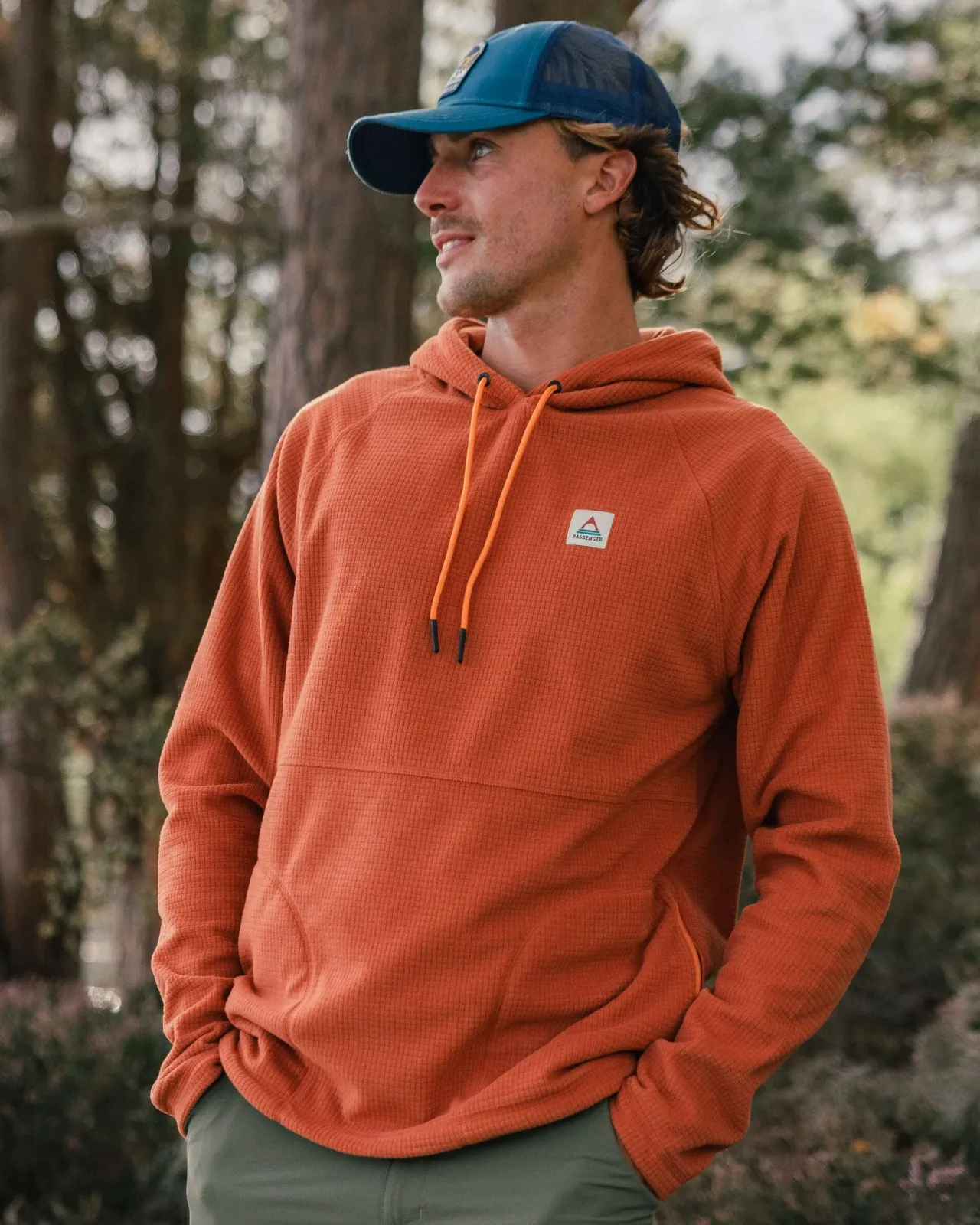 Best Point recycelter Grid Polar Fleece Kapuzenpullover - Gebrannter Ton Herren Oberteile