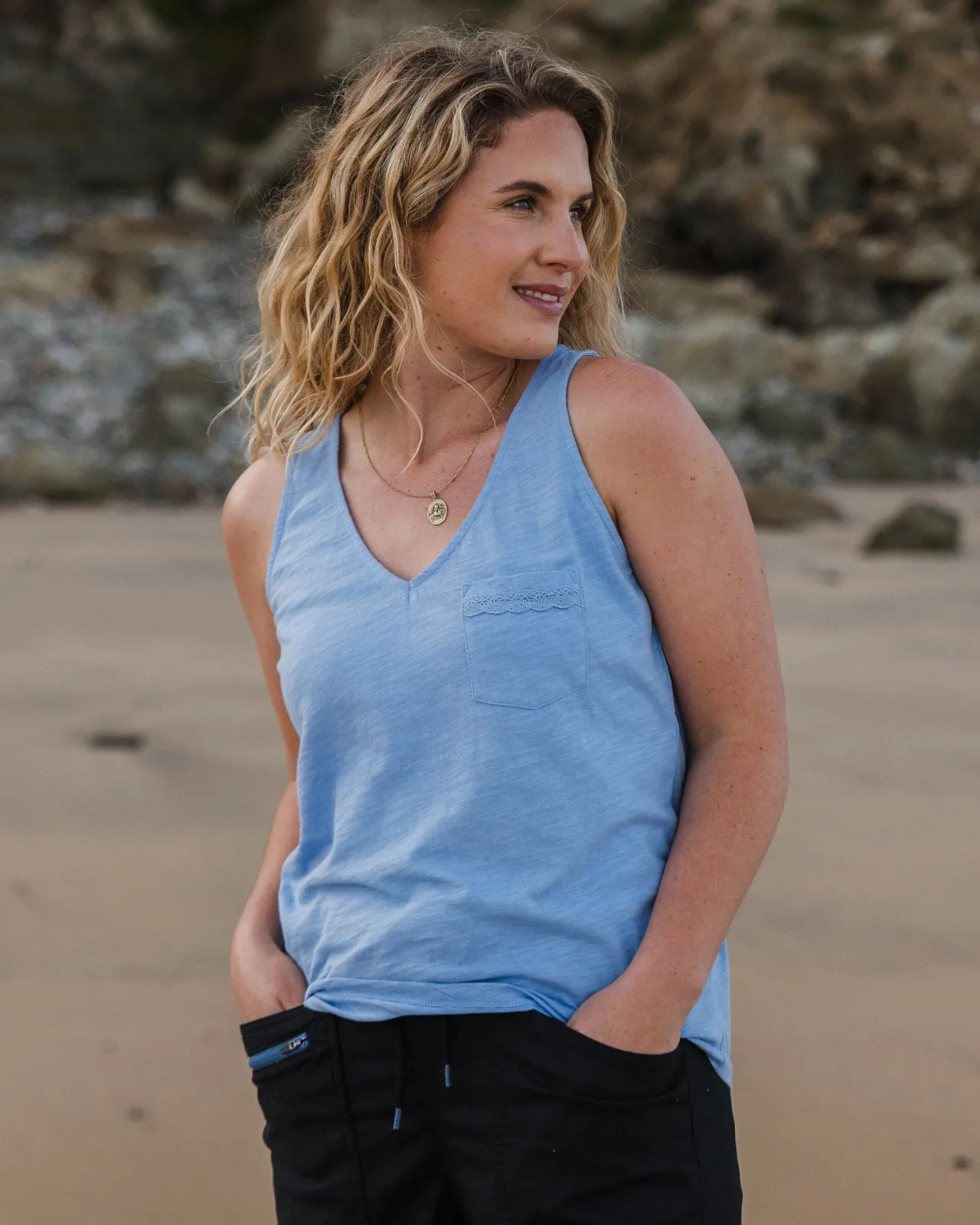 rivergate_recyceltes_baumwolltop__kornblumenblau_5.webp Best Sale Rivergate recyceltes Baumwoll-Top - Damen Tanktops | Oberteile & T-shirts