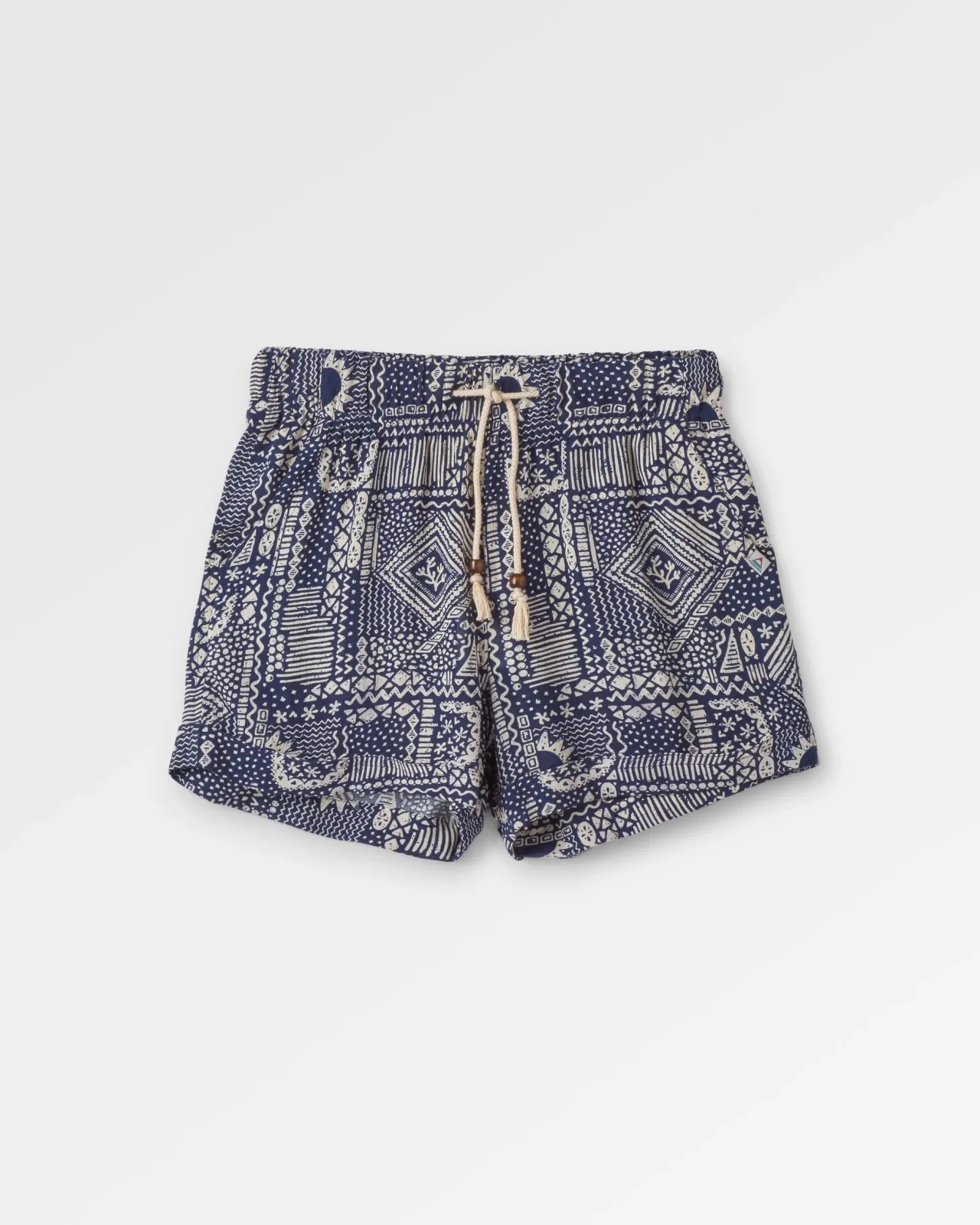 Shop Santosa Gewebte Shorts - Vintage Patchwork Marineblau Damen Kurze Hosen