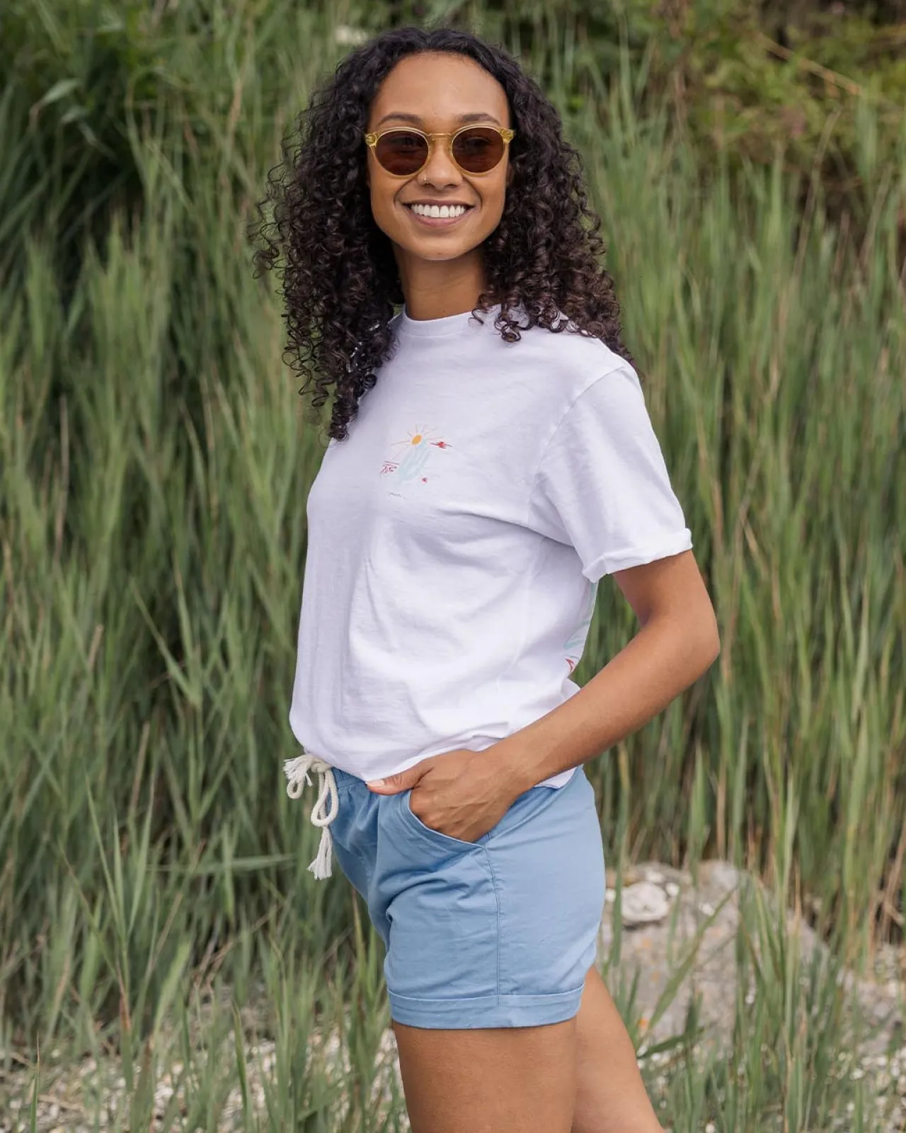 santosa_twill_short__blauer_schatten_3.webp Cheap Santosa Twill Short - Blauer Schatten Damen Kurze Hosen