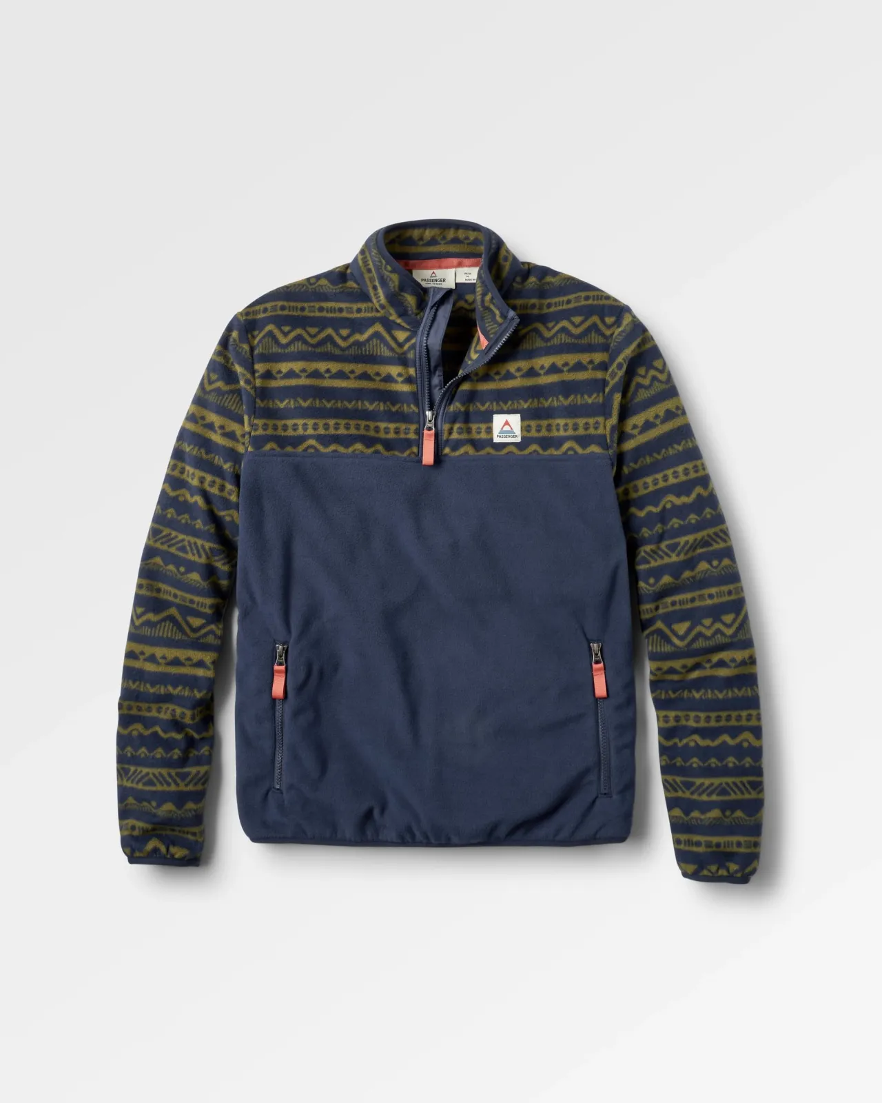 Online Set Off recycelter Polar 1/4 Zip Fleece - Berg Geo Khaki/Reiches Marineblau Herren Fleece | Fleece