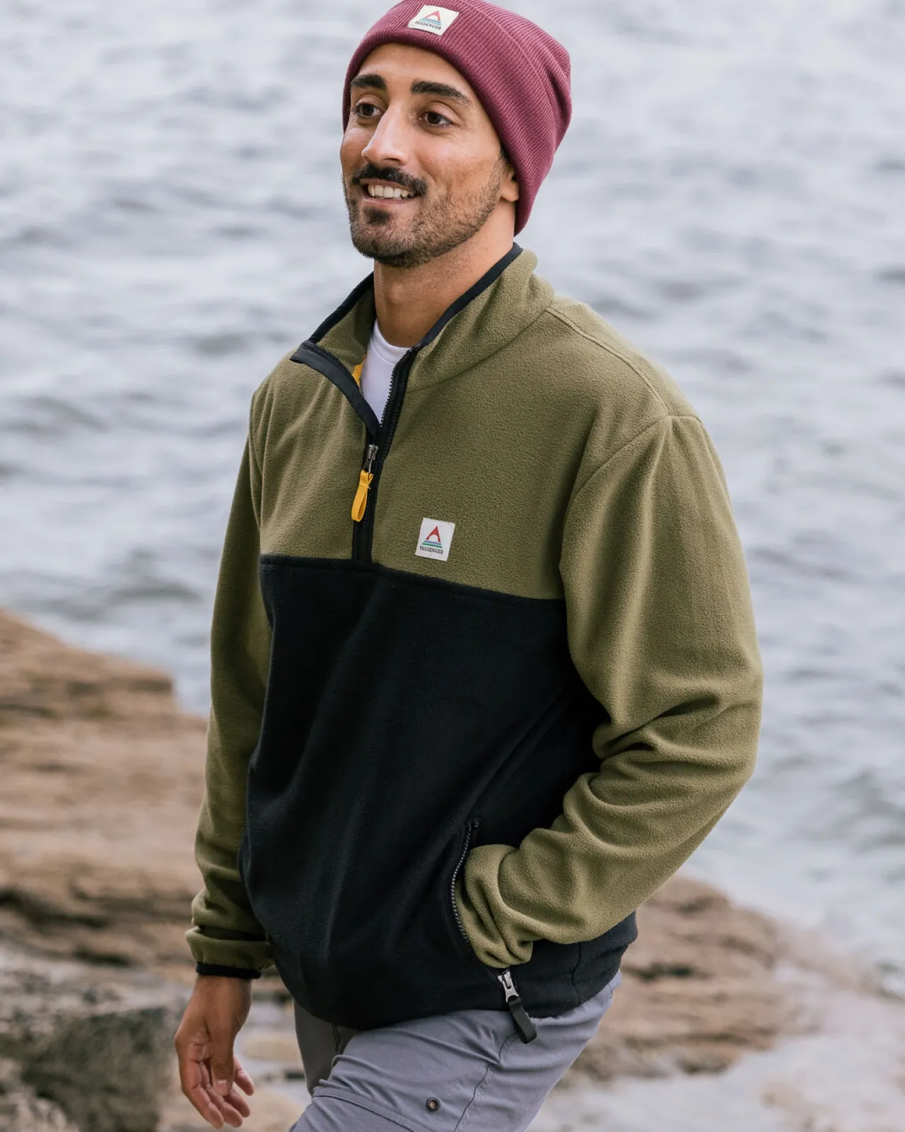 set_off_recycelter_polar__zip_fleece__khaki_2.webp New Set Off recycelter Polar 1/4 Zip Fleece - Herren Fleece | Fleece