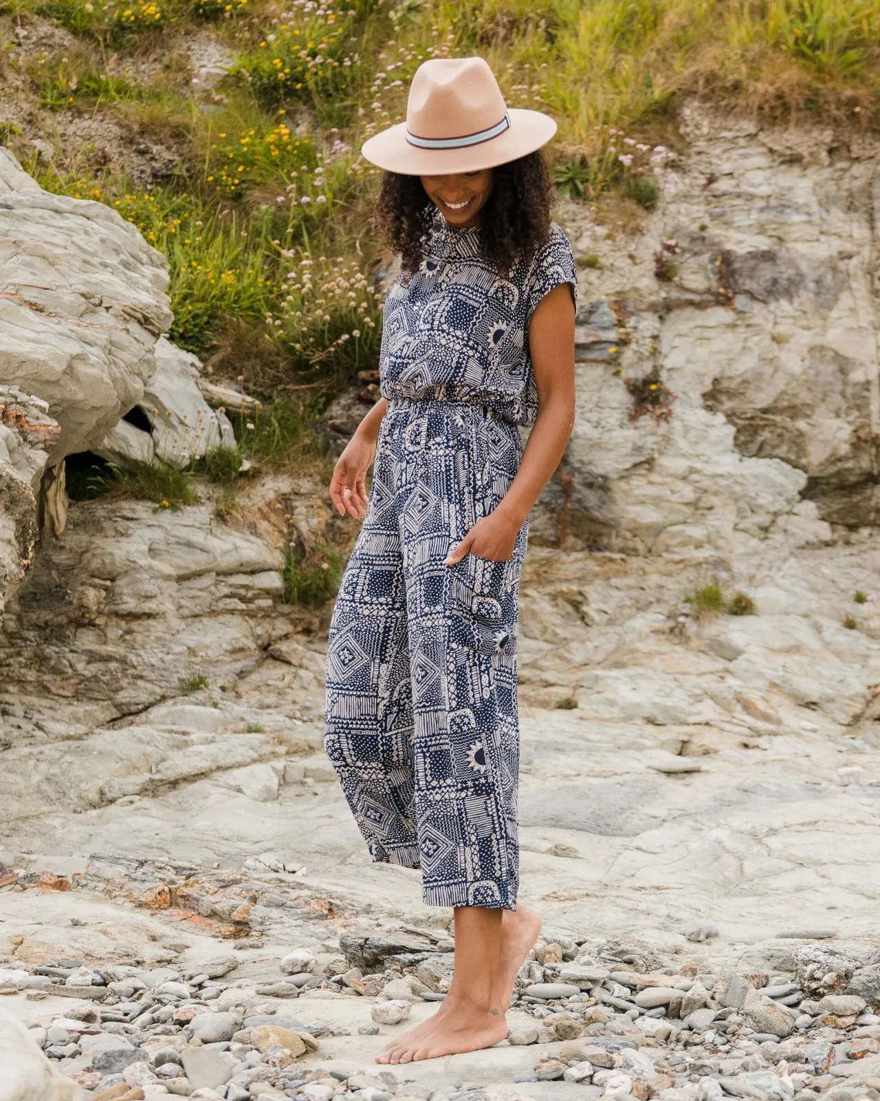 Outlet Thimbleberry Jumpsuit - Vintage Patchwork Marineblau Damen Jumpsuits & Playsuits | Latzhosen & Hosen