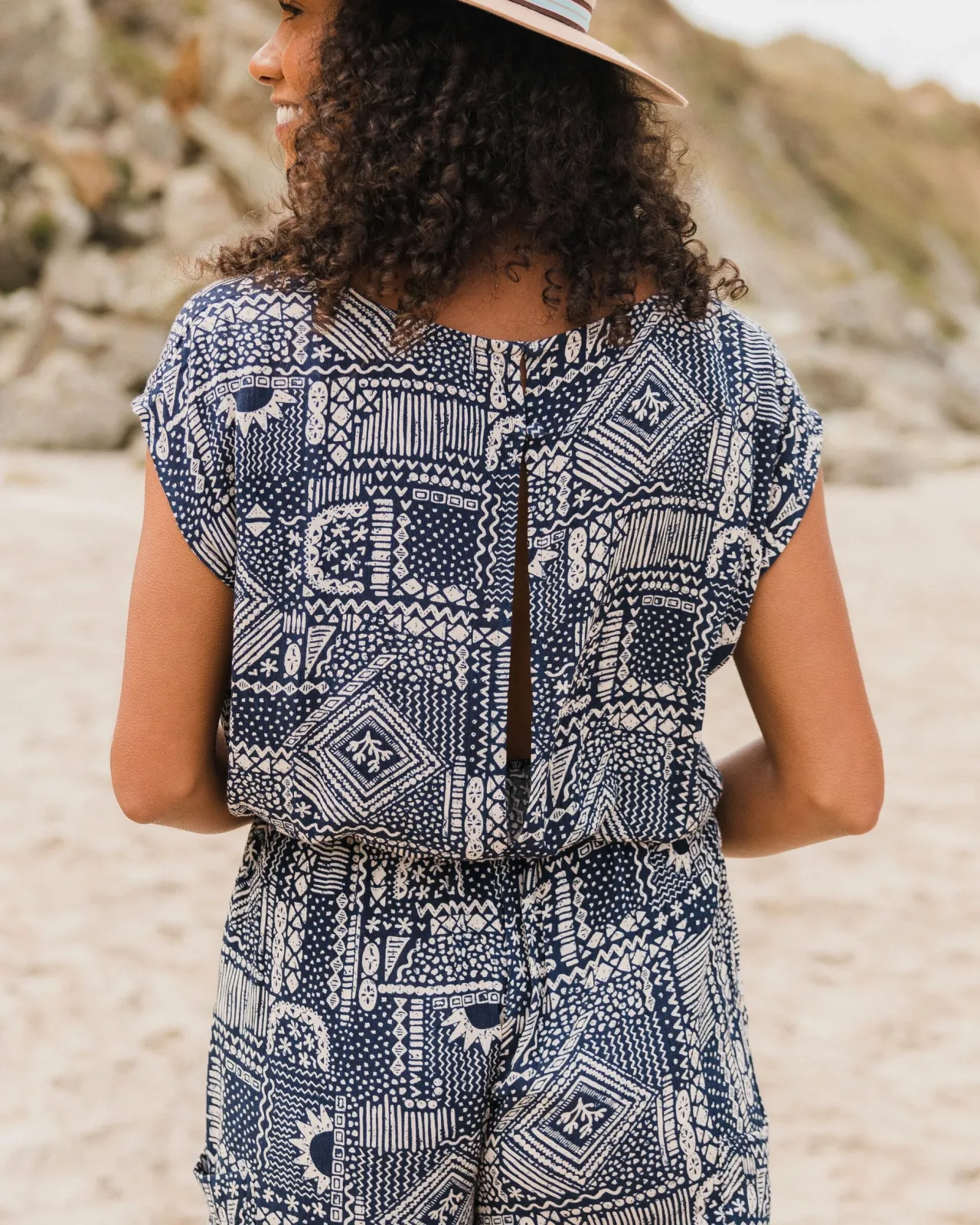 Outlet Thimbleberry Jumpsuit - Vintage Patchwork Marineblau Damen Jumpsuits & Playsuits | Latzhosen & Hosen