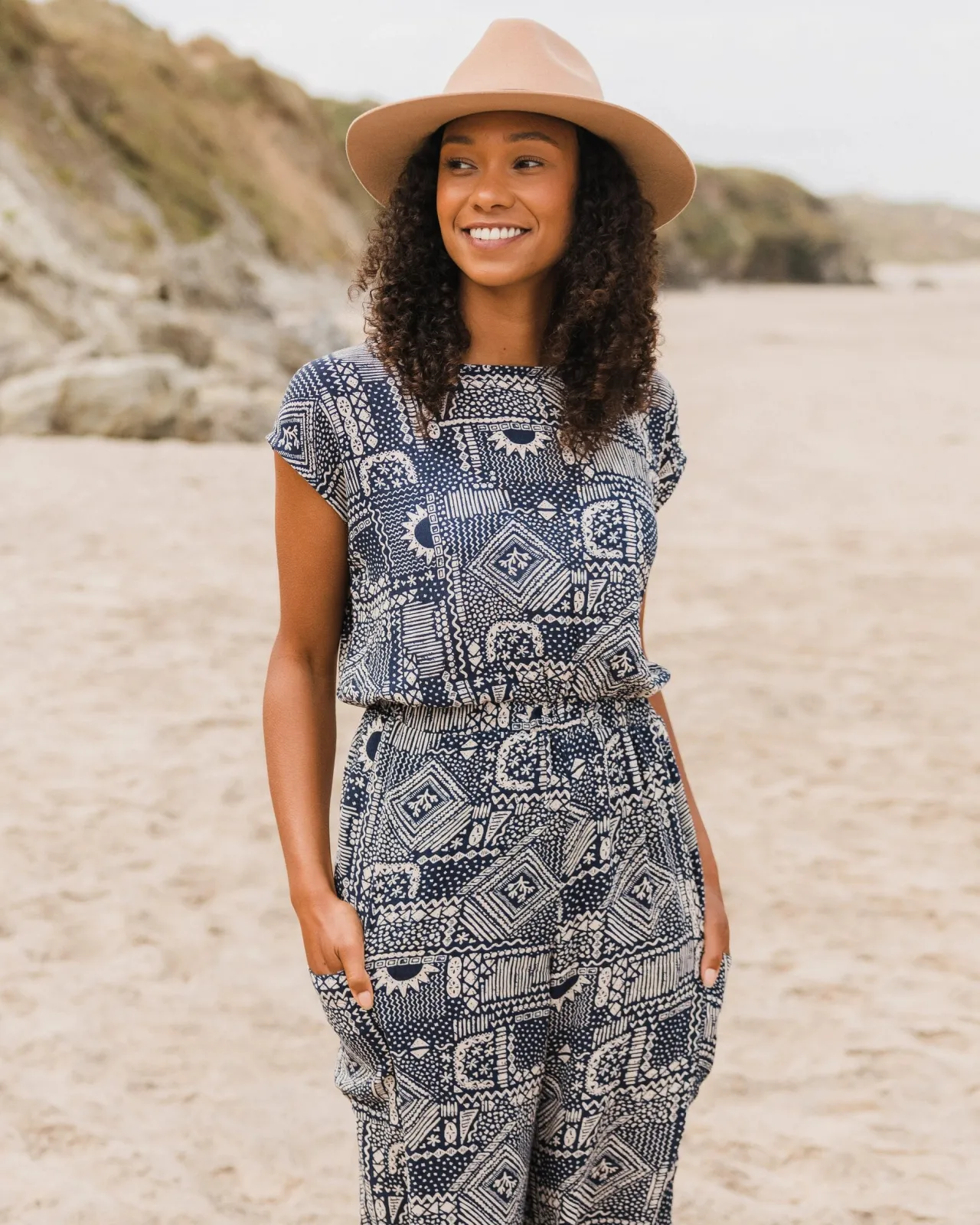 Outlet Thimbleberry Jumpsuit - Vintage Patchwork Marineblau Damen Jumpsuits & Playsuits | Latzhosen & Hosen