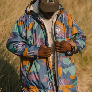 Store Waves Recycelter Sherpa Gefütterter Surf Poncho - Tiefblaues Camo Surf-ponchos | Surf-ponchos