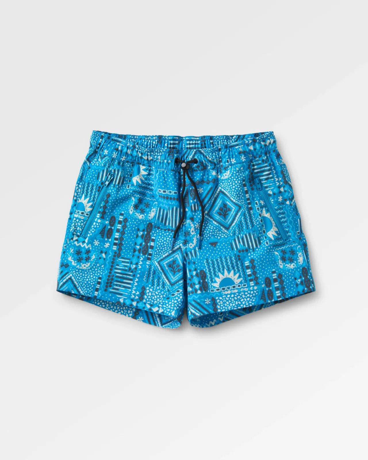 Cheap Way Out Recycelte Allzweck-Shorts - Vintage Patchwork Blau Pool Damen Kurze Hosen
