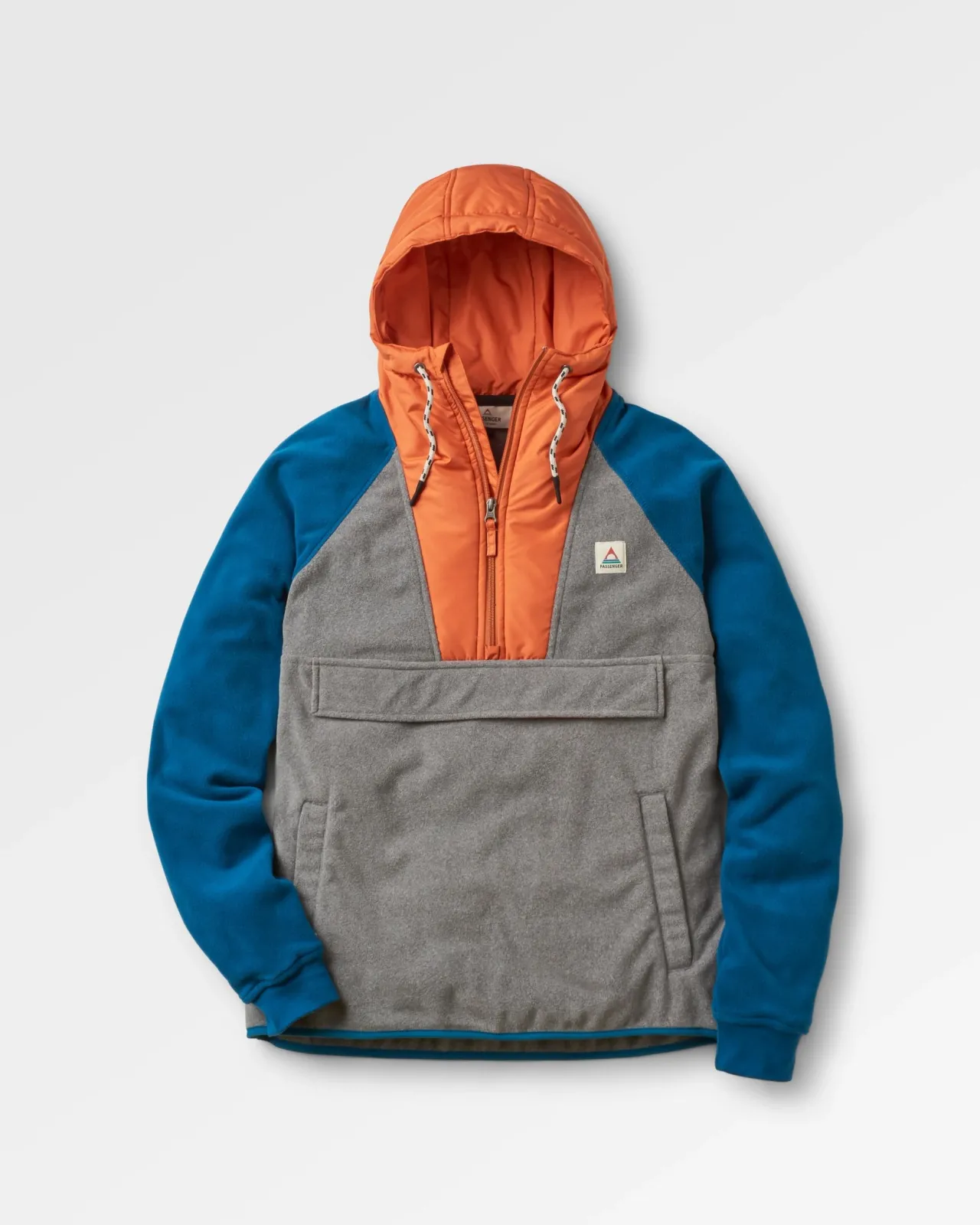 Clearance Woodland Kapuzenpullover mit 1/2 Reißverschluss aus recyceltem Polarfleece - Graumeliert / Gezeitenblau Herren Fleece | Fleece