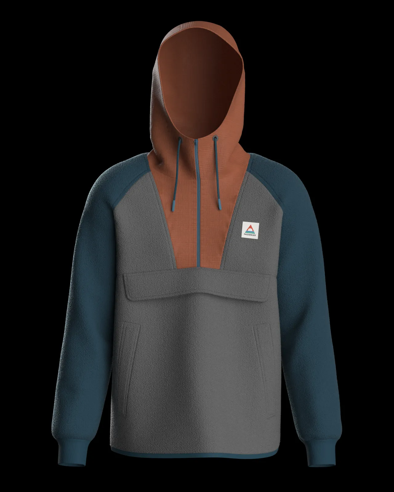 woodland_kapuzenpullover_mit__reiverschluss_aus_recyceltem_polarfleece__graumeliert__gezeitenblau_11.webp Clearance Woodland Kapuzenpullover mit 1/2 Reißverschluss aus recyceltem Polarfleece - Graumeliert / Gezeitenblau Herren Fleece | Fleece